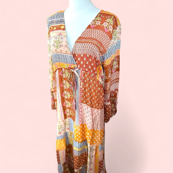 Raga NWT SZ Med Orange Pink V-Neck Sundress - Picture 2 of 13